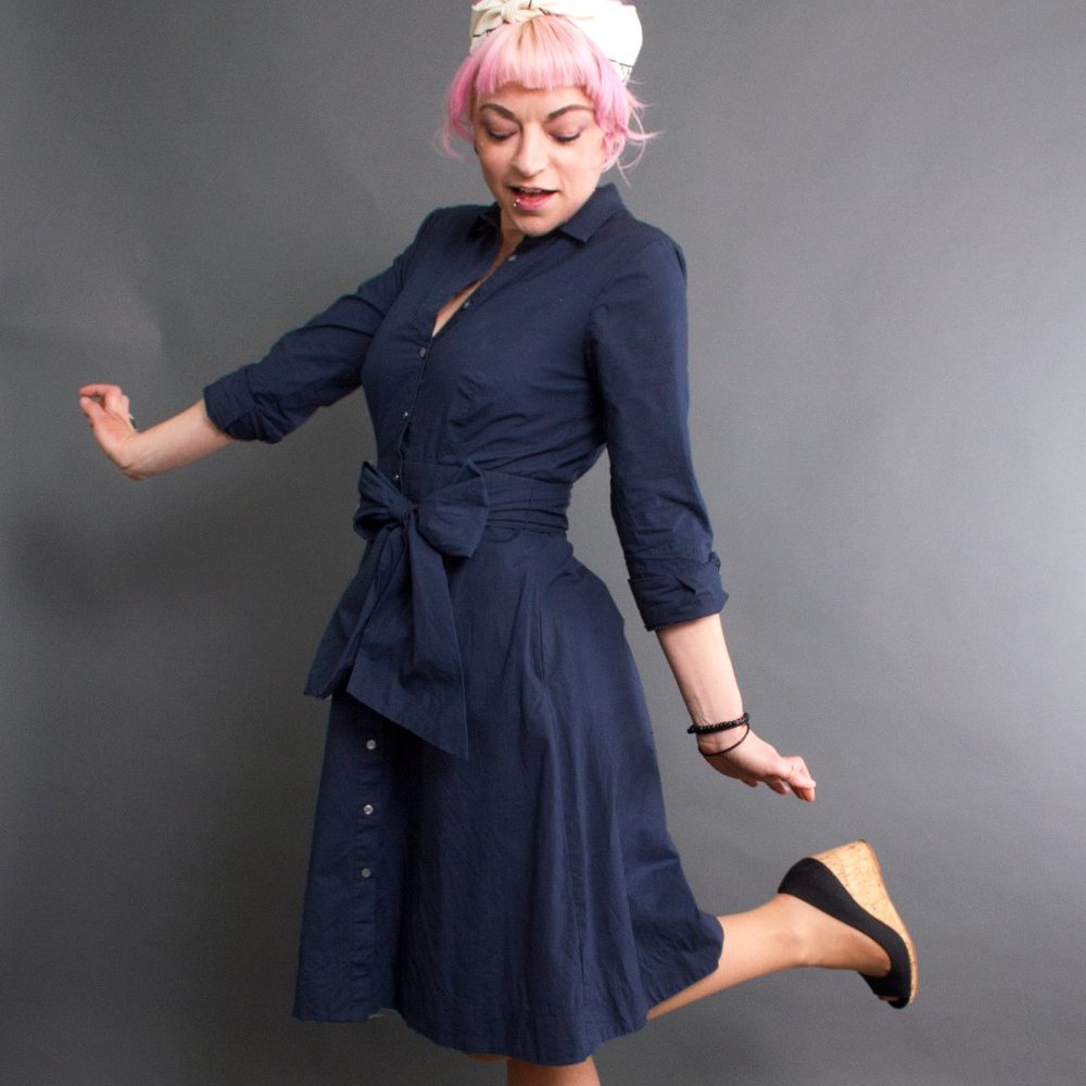 *J. CREW* Shirt Dress w/Sash & *POCKETS*